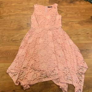 Meetjen 2xl pink pink lace asymmetrical length dress